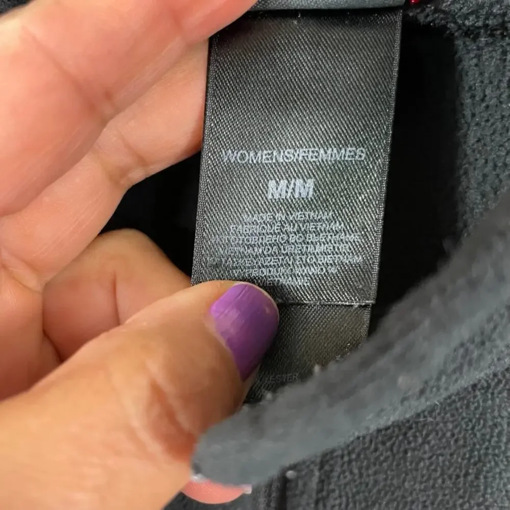 The North Face women's black quarter zip fleece Medium Polartec pullover pink